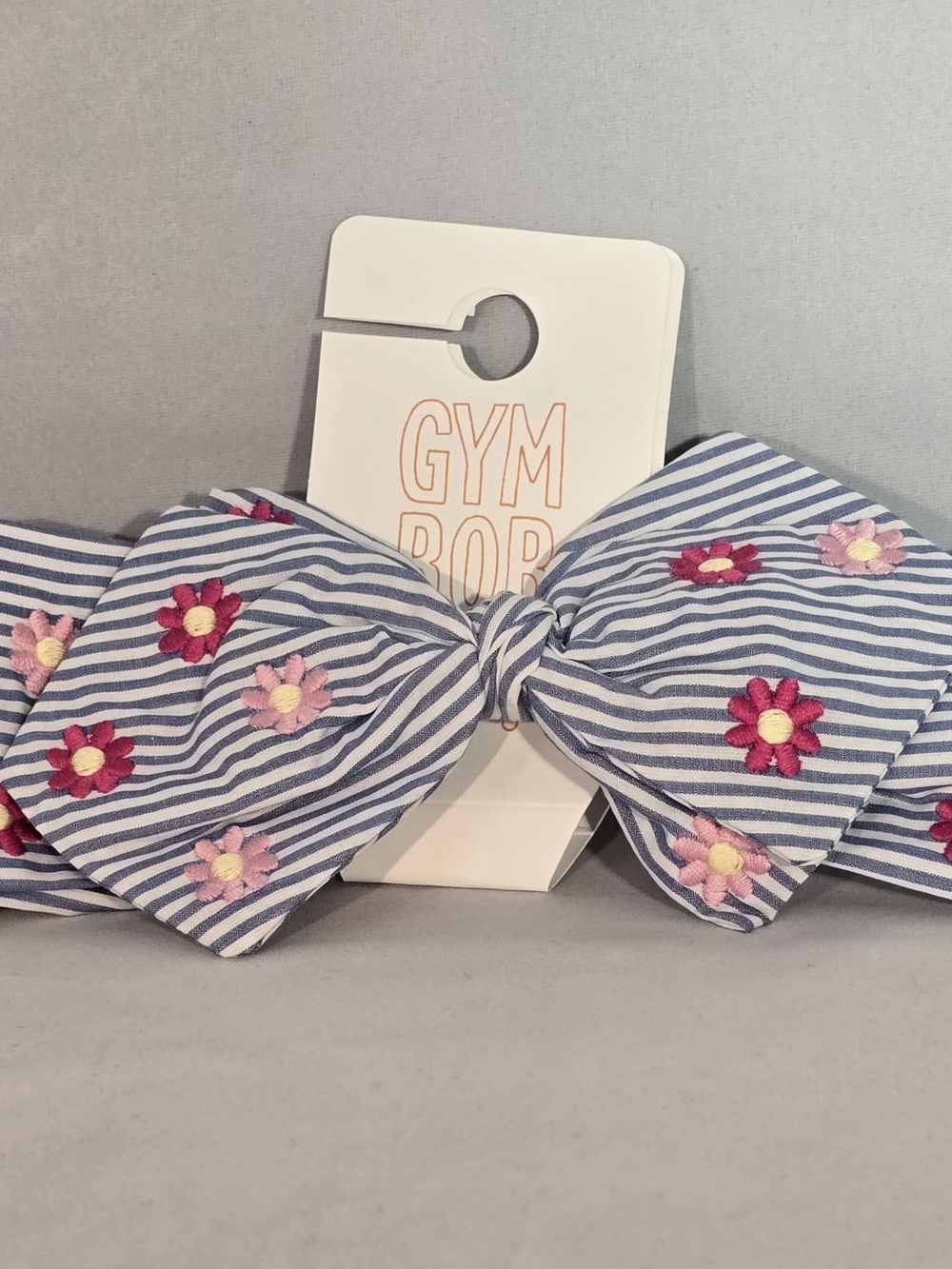 Gymboree Blue & White Striped Floral Knot Head Wrap